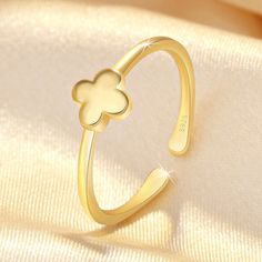 Color: Yellow Gold Size: Adjustable Opening Style: Simple Rose Gold Ring For Spring, Spring Rose Gold Ring Jewelry, Minimalist Open Ring Jewelry For Spring, Flower-shaped Promise Ring For Spring, Spring Flower Shaped Promise Ring, Spring Flower-shaped Promise Ring, Minimalist Rings For Spring Gift, Minimalist Rings As Spring Season Gifts, Minimalist Ring As Spring Gift