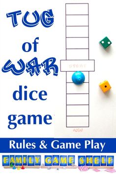 The dice game Tug of War is one of our most popular games. Learn how to play this simple but compelling game and get ready for some epic fun on family game night. Math Dice Games 3rd Grade, Dice Games For Kids Free Printables, Wooden Games To Make, Dice Activities, The Dice Game