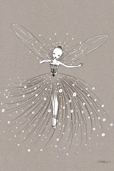 a drawing of a fairy with bubbles on her wings