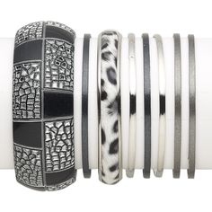 Ready-to-wear bracelets are ideal for gift-giving, counter sales or extending current jewelry lines. Colors, shapes and sizes may vary in each lot. Everyday Jewelry, Free Items, Bangle Bracelets, Silver Gold, Color Mixing, Jewelry Bracelets, White And Black, Ready To Wear, Bangles