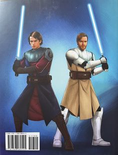 the cover to star wars, featuring two men with lightsabens on their shoulders