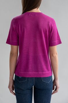 Our best-selling Crew-Neck Sweater Tee has a classic relaxed shape, with body length hitting at the high hip. It is knitted in semi-sheer luxury alpaca silk with self-yarn cover stitch details—the most elevated luxury tee you'll own. 70% Baby Alpaca 30% Silk Ultra lightweight fabric Dry clean only Made in Peru Cashmere Top With Ribbed Crew Neckline, Relaxed Fit Turtleneck Cashmere Top, Relaxed Fit Cashmere Turtleneck Top, Cashmere Tops With Ribbed Crew Neck, Relaxed Fit Merino Wool Tops For Work, Cashmere Tops With Ribbed Collar And Crew Neck, Classic Relaxed Fit Knit Top, Cashmere Turtleneck Top With Relaxed Fit, Classic Relaxed Fit Fine Knit Top