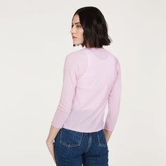 Women’s Crop Cardigan in Orchid Pink by Autumn Cashmere Crop Cardigan, Cropped Cardigan, Basic Tee, Design Model, Dress Fabric, Sweaters & Cardigans, Knitwear, Cashmere, Ruffle Blouse