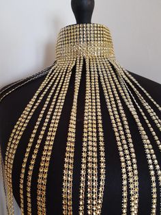 Glamorous Egyptian Long Gold Faux Rhinestone Festival Choker - Etsy Gold Rhinestone Choker For Party, Glamorous Festival Body Jewelry With Bling, Adjustable Beaded Rhinestone Necklace For Party, Gold Rhinestone Choker For Evening, Party Rhinestone Bling Choker Necklace, Fringe Choker Necklace For Party, Gold Fringe Necklace For Party, Glamorous Adjustable Choker For Party, Gold Rhinestone Necklaces For Festival