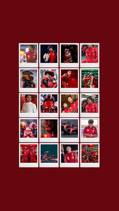 multiple photos of athletes in red and white