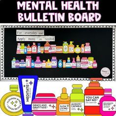 Mental Health Bulletin Board...Are you looking for a mental health bulletin board for teens or adults? THIS IS THE ONE YOU NEED!Are you looking for a mental health awareness month bulletin board? Here ya go!This bulletin board is EASY! Print, cut, staple, and D O N E. This mental health bulletin boa... Health Bulletin Board Ideas, Mental Health Bulletin Board Ideas, Sweet Dreams Sleep Tight, Elementary School Counselor, School Nursing, Counselor Office