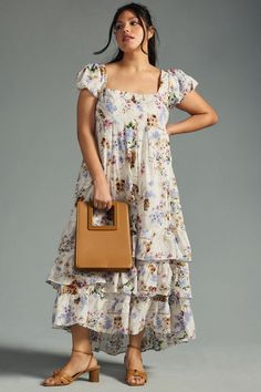 Rent Tiered Cap-Sleeve Dress from Nuuly. Pick 6 items for $98/month. Free shipping + returns. Chic Square Neck Midi Dress For Daytime, Anthropologie Maxi Dress, Print Chiffon Maxi Dress, Sweater Maxi Dress, Printed Halter Dress, Cap Sleeve Dress, Embroidered Maxi Dress, Pleated Midi Dress, Maxi Knit Dress