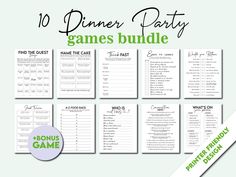 the 10 dinner party games bundle is shown