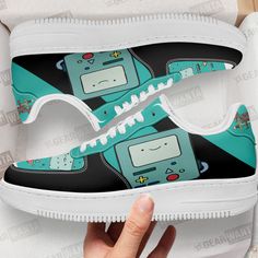 BMO Air Sneakers Custom Adventure Time Shoes-Gear Wanta Adventure Time Shoes, Air Sneakers, Youthful Style, Finn The Human, Shoe Show, Custom Shoes, Adventure Time, Snug Fit, Streetwear Fashion