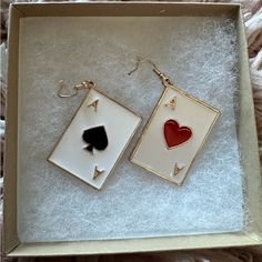 Super Unique Earrings. Never Worn Before. Size About An Inch X And Inch In A Half. Card Earrings, Playing Card, Unique Earrings, Playing Cards, Jewelry Earrings, Women Jewelry, Gold, Women Shopping, Color