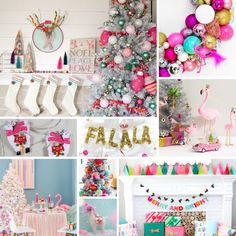 a collage of colorful christmas decorations