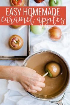 an image of homemade caramel apples in a pot