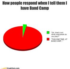 a pie chart with the words how people respond when i tell them i have band camp