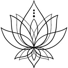 a black and white drawing of a lotus flower