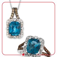 in stock Fine Jewelry With Blue Topaz And Vs Clarity, Fine Jewelry With Vs Clarity Blue Topaz, Chocolate Diamonds, Le Vian, Mary Jane Shoes Womens, Necklace Ring, Ring Collection, Sea Blue, Diamond Pendant Necklace