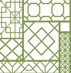 a set of four green and white geometric designs