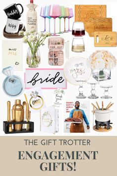 the gift troter engagement gifts for brides and grooms are on display