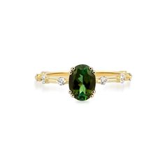 "Oval Cut Green Tourmaline Ring With Diamonds / 14K Gold Ring / Green Gemstone Ring / Rare Tourmaline Ring / Minimalist Ring / Engage Jewelry Gift For Her / Engage Wedding Ring / Artdeco Ring This unique shaped - Oval cut - Green Tourmaline stone is a very special and rare one in our stock which Arya preferred to make it a minimalist design for someone who love dainty rings. This one of a kind and unique Green Tourmaline Stone attracts luck, success, abundance and prosperity. While giving you the feeling you require, it will fit your other stackable rings and shows your unique design. ╰► Specifications ➤ Made to Order.  ➤ Made in Turkey. ➤ 14K Gold ➤ Custom Gold Color: Rose Gold, Yellow Gold, White Gold ➤ Total CTW: 1.39 Carat ➤ Width of Band: 1.50mm ➤ Setting Type: Prong ➤ Natural Earth-M Elegant Tourmaline Sapphire Ring For Wedding, Elegant Tourmaline Sapphire Wedding Ring, Elegant Tourmaline Diamond Ring With Accent Stones, Elegant Tourmaline Wedding Ring, Elegant Wedding Tourmaline Rings, Elegant Yellow Gold Tourmaline Birthstone Ring, Elegant Yellow Gold Tourmaline Emerald Ring, Yellow Gold Tsavorite Wedding Jewelry, Wedding Jewelry In Yellow Gold With Tsavorite