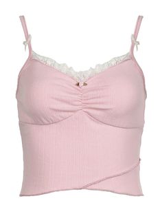 ⚡Buy 2024 Bow Lace Trim Crop Cami Top Pink M under $14.00 in Tops&Tees at AnotherChill.com Online. Style: Casual/Street/Vintage. Fabric Content: Polyester. Fit Type: Slim Fit. Neckline: V Neck. Sleeve Length:  Sleeveless. ✓2024 S/S OUTFITS. Check reviews and buy Bow Lace Trim Crop Cami Top today.