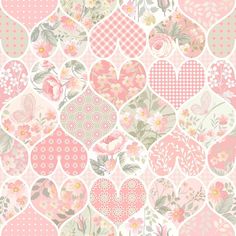 a heart shaped pattern with flowers and hearts