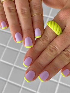 more in telegram 2 Color French Nails, Colorful French Nail Designs, August Color Nails 2023, Almond Dip Nails Summer, Summer Nails 2023 Gel Short, Nails Verano Summer, Colorful Gel Nails, Colorful French Manicure, Gel Nails Matte