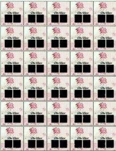 the back side of a wall with pink flowers on it and black squares in each