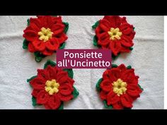 crochet poinsettie all'unicinetto in red and green