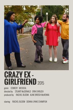 the poster for crazy ex girlfriend shows three women standing in front of each other and pointing at something