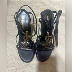 Absolutely Stunning Black Espadrille, Burnished Gold Hardware Ysl Wedges Size 37. Can Be Dressed Up Or Worn Casuallybrand New Never Worn Ysl Wedges, Yves Saint Laurent Logo, Saint Laurent Logo, Yves Saint Laurent Shoes, Black Espadrilles, Saint Laurent Shoes, Womens Shoes Wedges, Gold Hardware, Yves Saint Laurent