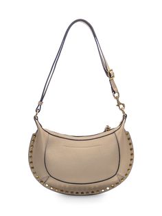 Outside: 100% Leather Cowlining: 60% Nylon, 40% Polyuretano | Isabel Marant Women's Oskan Moon Bag | FW23/24 Leather Saddle Shoulder Bag With Metal Hardware, Beige Satchel Shoulder Bag With Metal Hardware, Beige Shoulder Bag With Metal Hardware, Trendy Leather Shoulder Bag With Metal Hardware, Beige Leather Bag With Zipper Closure, Beige Bags With Metal Hardware And Double Handle, Beige Leather Shoulder Bag With Zipper Closure, Beige Shoulder Bag With Metal Hardware For Everyday, Modern Beige Shoulder Bag With Metal Hardware