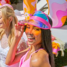 FREE SHIPPING ORDERS $35+ 🌴 Whether you're hitting the beach for your bachelorette or are headed on a summer getaway, these holographic sun visors are the perfect accessory for you & your crew. They are incredibly flattering, reflective, and give the cutest touch to your outfit. Choose from 3 stunning shades! ☀️ Item Details:  - Choose from hot pink, baby pink, or white - Looking to personalize? Add your name! - Sizing: One size fits most adults! The back of the visor has an elastic headband to ensure a comfortable and adjustable fit. - The visors have a stunning reflective holographic finish that adds a trendy and eye-catching element to your look. - Made of Plastic PVC - Visors are sold individually Bachelorette visors, poker hat visors, reflective visors, bachelorette outfits, pool par Bachelorette Party Beachwear Swimwear For Summer, Beachwear Swimwear For Bachelorette Party In Summer, Beachwear For Bachelorette Party In Summer, Summer Beachwear For Bachelorette Party, Playful Party Swimwear For Spring, Playful Spring Party Swimwear, Playful Swimwear For Spring Party, Spring Party Swimwear With Adjustable Fit, Adjustable Swimwear For Spring Party