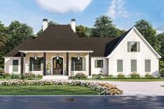 this is a computer rendering of the front elevation of these house plans and home designs