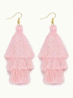 Pink Tiered Tassel Earrings - Lolo Viv Boutique Indian Jewelry Earrings, Boho Shoes, Triangle Earrings Stud, Long Tassel Earrings, Pink Tassel, Tassel Drop Earrings, Circle Earrings Studs, Boho Accessories, Long Drop Earrings