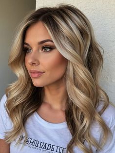 Front View Hairstyles, Summer 2024 Hair Color Trends Blonde, Summer Blonde Hair Balayage, Blonde Hair Color Ideas For Summer, Blonde Shadow Root With Money Piece, Summer Blonde Highlights, Medium Blonde Hairstyles, Summer Blonde Balayage, Summer Hair Color Ideas