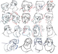 various poses and expressions for the character head in disney's animated movie, tangled