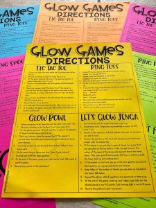 four different types of glow games are on top of each other, and one is yellow