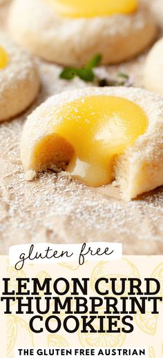 the gluten free lemon curd thumbprint cookies are ready to be eaten