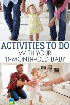 an image of a baby being held by two adults and the words activities to do with your 1 - month - old baby