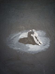 a painting of a person's feet in the water