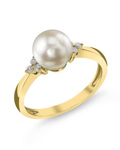 Akoya Pearl & Diamond Grace Ring Pearl White Diamond Pearl Ring With Drop Detail, Pearl White Diamond Ring With Pearl Drop, Pearl Ring With Diamond Accents, Classic Akoya Pearl Rings With Diamond Accents, Akoya Pearl Ring With Diamond Accents, Classic Pearl Rings In Diamond White, Classic Diamond Pearl Ring In Pearl White, Classic Diamond Pearl Ring In White, Classic Pearl Diamond Ring With Accents