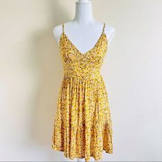 Nwt Yellow Ditsy Floral Layered Button Sun Dress Size M Zaful B-26 Yellow Ditsy Floral Print Mini Dress, Yellow Ditsy Floral Print Mini Dress For Spring, Yellow Ditsy Floral Mini Dress, Yellow Ditsy Floral Mini Dress For Spring, Yellow Mini Dress With Ditsy Floral Print For Spring, Yellow Ditsy Floral Print Sundress, Yellow Ditsy Floral Print Dress For Vacation, Yellow Sundress With Ditsy Floral Print, Yellow Ditsy Floral Sundress