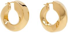 Pair of hoop earrings in 18k gold-plated sterling silver. · Twisted detailing throughout · Hinged-post fastening · Includes polishing cloth pouch · D1.5 Supplier color: Yellow gold Twist Hoop Earrings, Cloth Pouch, Gold Plated Sterling Silver, Cloth Bags, Bottega Veneta, 18k Gold, How To Find Out, Gold Plate, Hoop Earrings