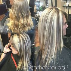 Heavy blonde highlight with a dark brown lowlight and unde… | Flickr Heavy Blonde Highlights, Chunky Blonde Highlights, Blonde Highlight, Dirty Blonde Hair, Brown Hair With Blonde Highlights, Low Lights Hair, Hair Color Highlights, Brown Blonde Hair