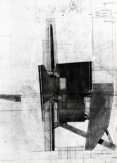 black and white drawing of a chair on top of a piece of paper with lines