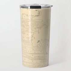 a travel mug with drawings on it