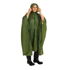 Our Vinyl Fashion Poncho is made from durable vinyl, and is great for camping, emergencies, work and travel. Its seams are electronically welded for extra weather protection to make sure you stay dry wherever you are. Waterproof Nylon Raincoat For Camping, Green Nylon Raincoat For Travel, Green Raincoat For Rainy Season Outdoor Activities, Functional Green Travel Raincoat, Green Weatherproof Raincoat For Outdoor Activities, Vinyl Fashion, Rain Poncho, Poncho Style, Shipt Shopper