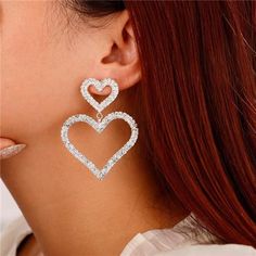 Xerling Clear Rhinestones Heart Earrings Iced Out Heart Shape Earrings For Women Girls Cute Dangle Heart Statement Earrings Fast Shipping Brand New In Box, Still Factory Sealed Click "Buy Now" Button To Place Order Secure, Verified Payments Via Facebook And Paypal Delivery: Estimated 3-5 Days Returns Accepted: Free 30-Day Returns. *Color: Silver. Length: 6cm/2.36inches; Width: 4.5cm/1.77inches. *Material: Rhinestone; Alloy. This Earrings Is Made Of Many Rhinestone Stones, If Any Problems Like St Heart-shaped Crystal Earrings For Wedding, Crystal Heart Earrings For Anniversary, Dangle Heart Earrings With Cubic Zirconia For Party, Party Dangle Heart Earrings With Cubic Zirconia, Cubic Zirconia Dangle Heart Earrings For Party, Cubic Zirconia Heart Dangle Earrings For Party, Party Heart Dangle Earrings With Cubic Zirconia, Glamorous Crystal Heart Earrings, Valentine's Day Crystal Earrings For Pierced Ears