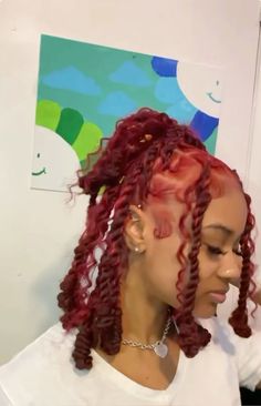 Red Curly Braids, Quick Natural Hair Styles, Cute Braided Hairstyles, Dyed Hair Inspiration, Cute Box Braids Hairstyles, Quick Braided Hairstyles, Dyed Natural Hair, Protective Hairstyles Braids, Pretty Braided Hairstyles