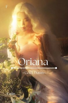 an image of a woman with flowers in her hand and the words, origina cold dawn