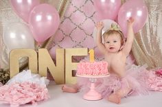 South Jersey Photographer: K Artocin Photography | 1st Birthday/Cake Smash, Pink and gold cake smash, girl Smash Cake Theme, Gold Smash Cake, Baby Birthday Wishes, Shop Chandelier, Cake Smash Girl, Dessert Stands, Chandelier Cake, Cake Smash Theme